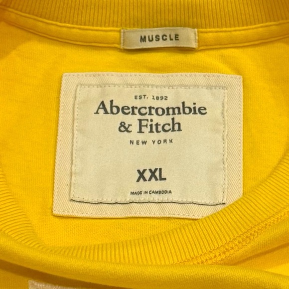 Y2K Abercrombie & Fitch Sun Yellow Muscle Tee Embroidered Collegiate Men's XXL - Picture 5 of 8